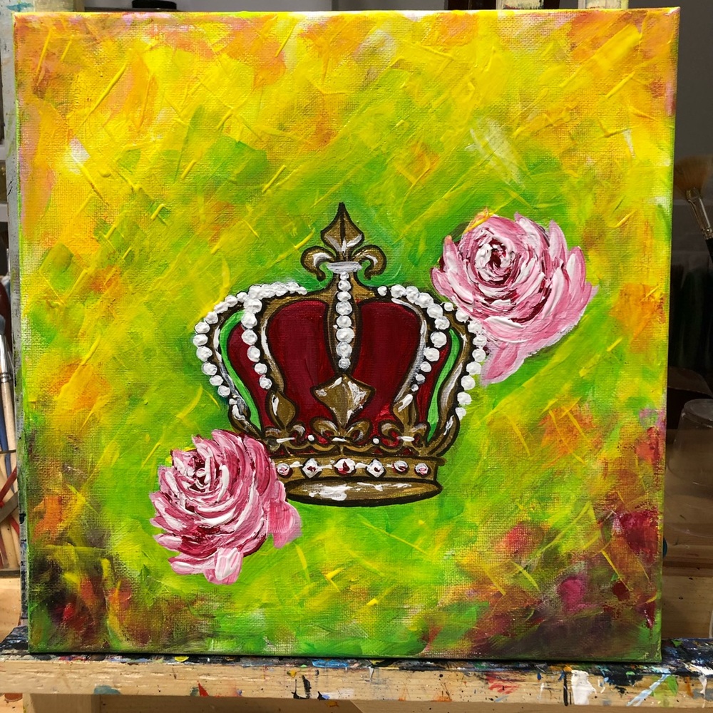 NEW Crown Acrylic Painting  Size 12x12 by me